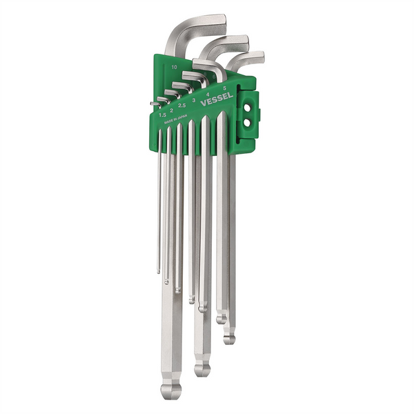 Vessel Tools Ball Point Hex L-Key Wrench Stubby 9PC. Set No.8209BPU