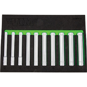 VIM TOOLS 10 PC 3/8'' DR. EXTRA DEEP 6PT SOCKET SET  (10 - 19MM)