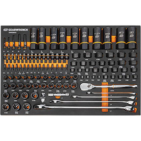 GearWrench 97 Piece 1/4&rdquo;, 3/8&rdquo;, 1/2&rdquo; Drive Bolt Biter Mechanics Tool Set in Foam Storage Tray