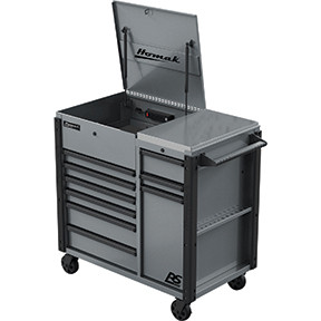 Homak Manufacturing 44" RSPRO 9-DRAWER POWER SERVICE CART-GREY