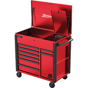 Homak Manufacturing 44in 8-Drawer Service Cart w/Power Tool Holder Drawer-Red