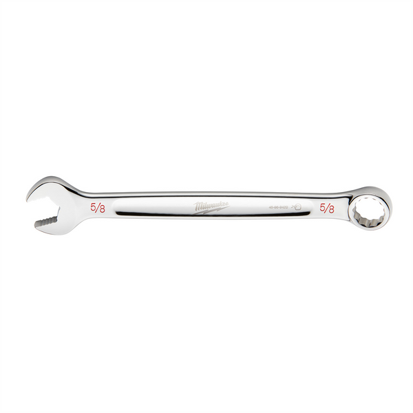 Milwaukee Tool 5/8" SAE Combination Wrench, 12-Point, Steel, Chrome, Ergonomic, I-Beam Handle