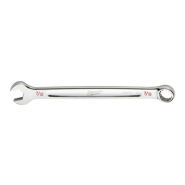 Milwaukee Tool 7/16" SAE Combination Wrench, 12-Point, Steel, Chrome, Ergonomic, I-Beam Handle