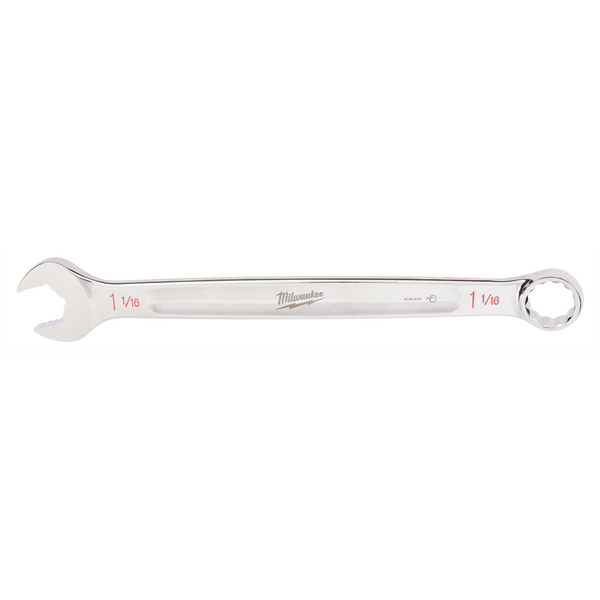 Milwaukee Tool 1-1/16" SAE Combination Wrench, 12-Point, Steel, Chrome, Ergonomic, I-Beam Handle