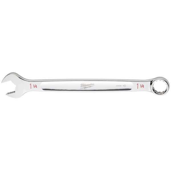Milwaukee Tool 1-1/4" SAE Combination Wrench, 12-Point, Steel, Chrome, Ergonomic, I-Beam Handle