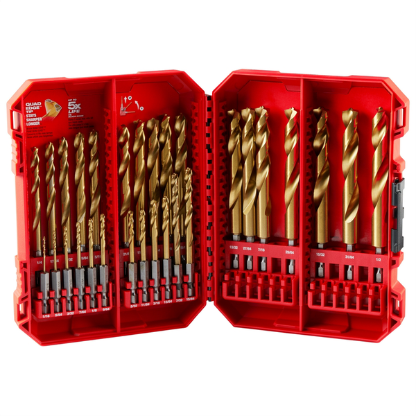Milwaukee Tool SHOCKWAVE Impact Duty RED HELIX Titanium Drill Bit Set - 29PC