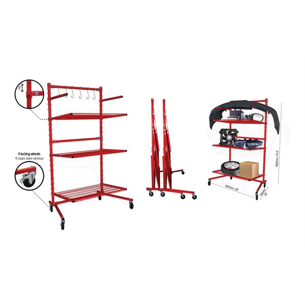 PRO-TEK BODY SHOP RACK WITH 3 SHELVES