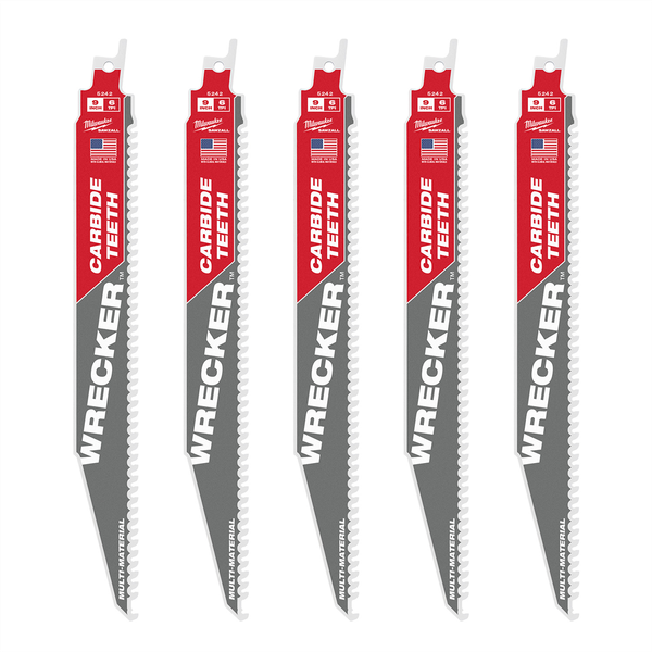 Milwaukee Tool 9" 6 TPI THE WRECKER with Carbide Teeth SAWZALL Blade 5 PK
