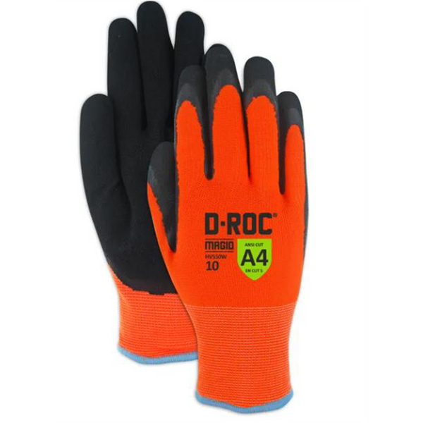 Magid Glove & Safety D-ROC HV550W Waterproof Thermal Coated Work Glove - Cut Level A4, Size 11, 2XL (1 Pair)