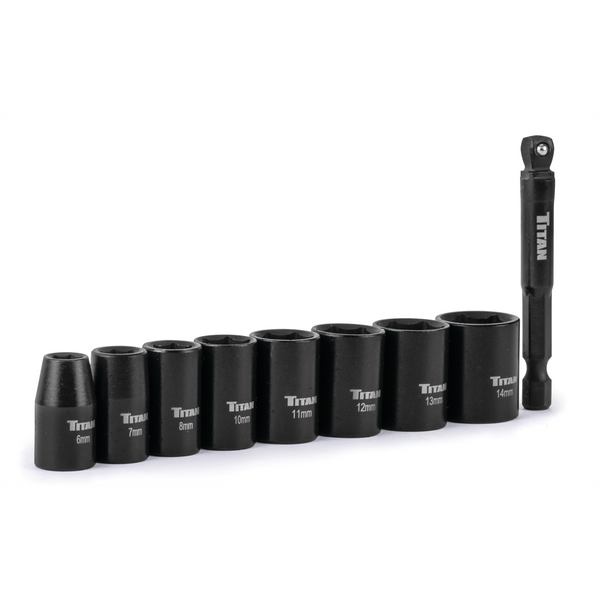 Titan 9 Piece 1/4 Inch Drive 6 Point Metric Impact Socket Set