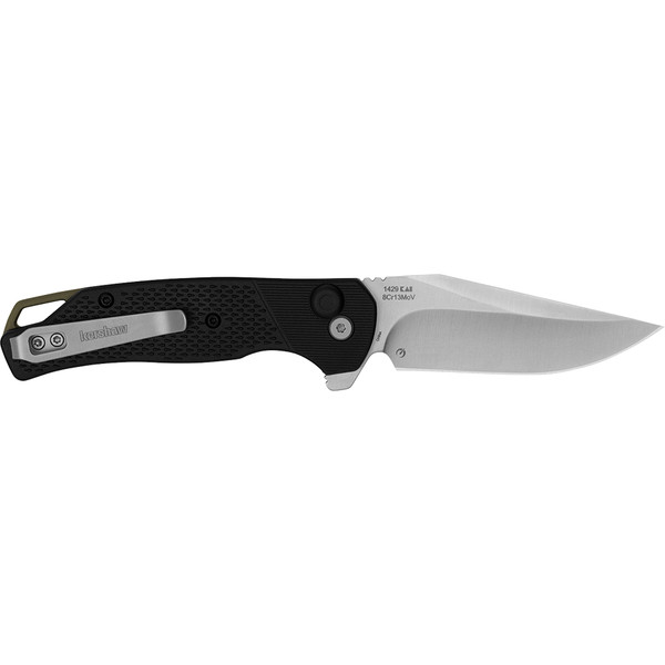Kershaw Runoff Manual Open Button Lock 8Cr13MoV Clip Point Blade EDC Folding Pocket Knife - Black