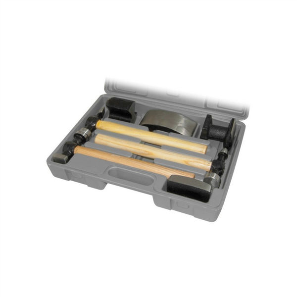 AES Industries 2720 7-Piece Hammer and Dolly Set, Cast Iron Head, Wood Handle