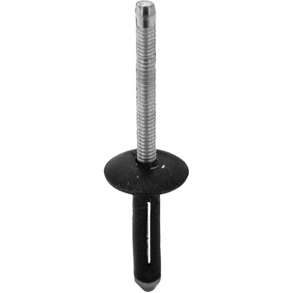 AUVECO 19263 Split-Type Rivet, 1/4 in Dia x 3/16 to 3/8 in Grip Range, Aluminum Rivet/Mandrel, Black