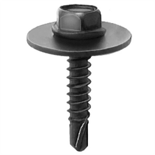 AUVECO 20476 Hex Washer Head Sems Teks Point Tapping Screw, M4.2 x 1.41 mm x 20 mm L x 7 mm Across Flats, Phosphate