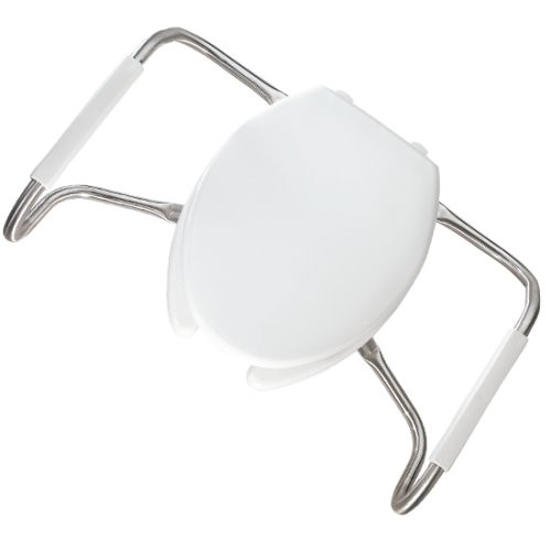 Bemis BMA2150T000  Medic-Aid Plastic Open Front With Cover Toilet Seat with Safety Side Arms and STA-TITE Commercial Fastening System, Elongated, White by