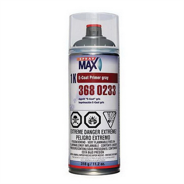 SprayMax 3680233 1K E-Coat Primer, 11.2 oz Aerosol Can, Gray, 5.4 sq-ft Coverage