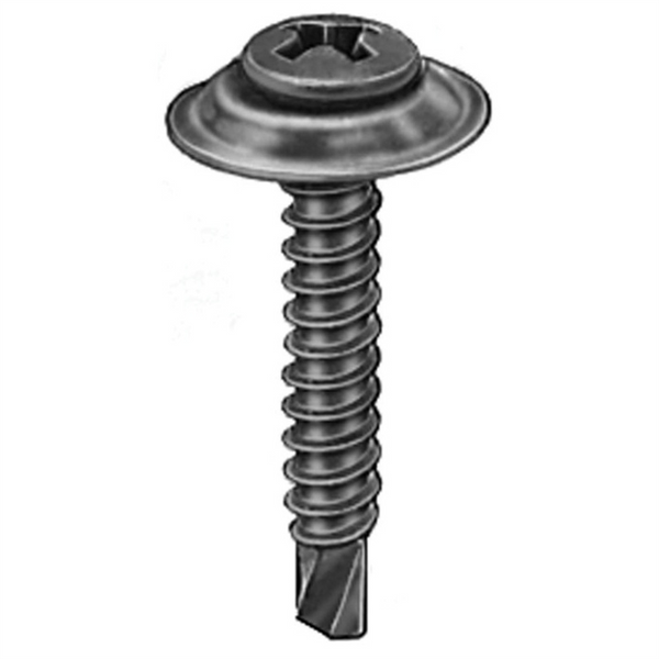 AUVECO 11456 Phillips Oval/Sems Head Teks Point Countersunk Washer Tapping Screw, #8 Screw x 1 in L