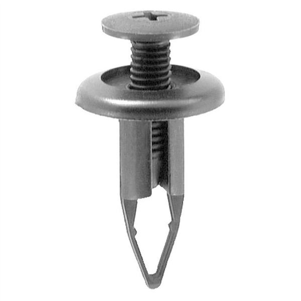 AUVECO 19739 Push/Screw-Type with Closed End Bumper Cover Retainer, 20 mm Dia Head x 26 mm L Stem, Nylon, Black