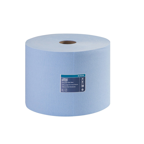 Tork Molnlycke 450304 Heavy Duty Giant Roll Wiper, 800 ft L x 11.1 in W Roll, 800, Paper/Double Re-Creped, Blue, 1 Plys