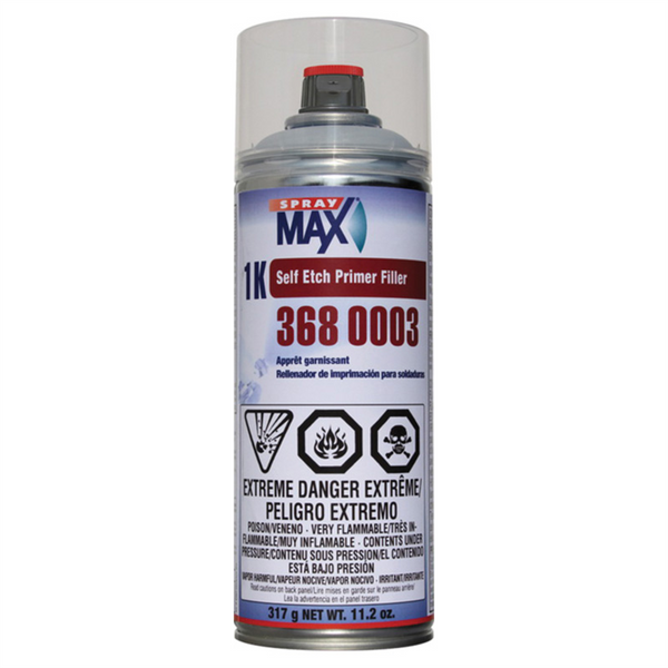 SprayMax 3680003 Self-Etch Primer Filler, 11.2 oz Aerosol Can, Light Gray, 5.4 to 8.1 sq-ft Coverage