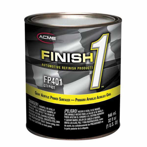 Finish 1 Automotive Refinish Products FP401-4 Acrylic Primer, 1 qt Can, Gray, 1:1 Mixing
