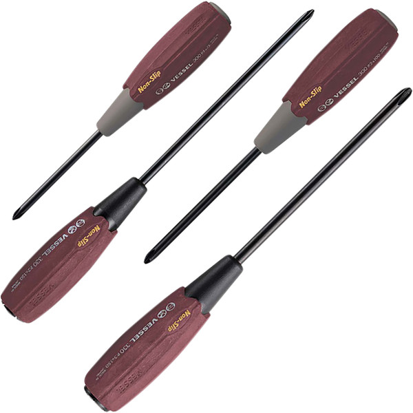 Vessel Tools WOOD-COMPO JISDRIVE Screwdriver 4PC. Set Crimson Edition
