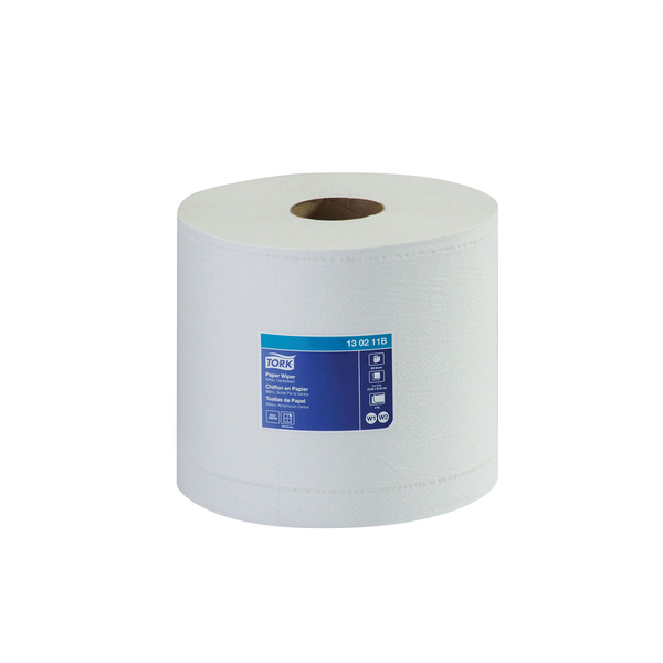 Tork Molnlycke 130211B Centerfeed Paper Wiper, 11.3 in Dia x 866.67 ft L x 9 in W, 800, White, Centerfeed, 2 Plys