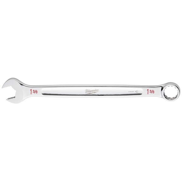 Milwaukee Tool 1-3/8" SAE Combination Wrench, 12-Point, Steel, Chrome, Ergonomic, I-Beam Handle