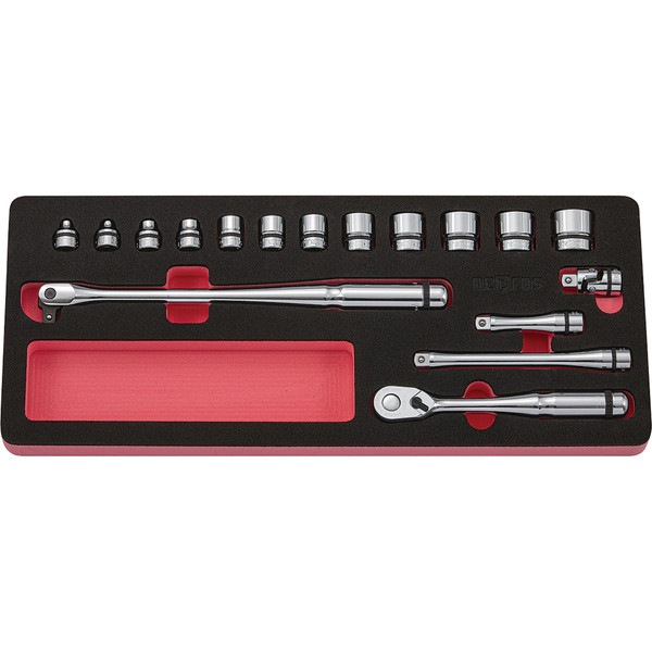 NEPROS - ACH NTB317C 17 Piece 3/8" Drive Metric 6 Pt Socket Set
