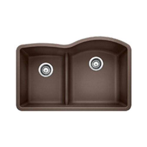 Blanco B441609  Diamond 1.75 Low Divide Under Mount Reverse Kitchen Sink, Large, Cafe Brown