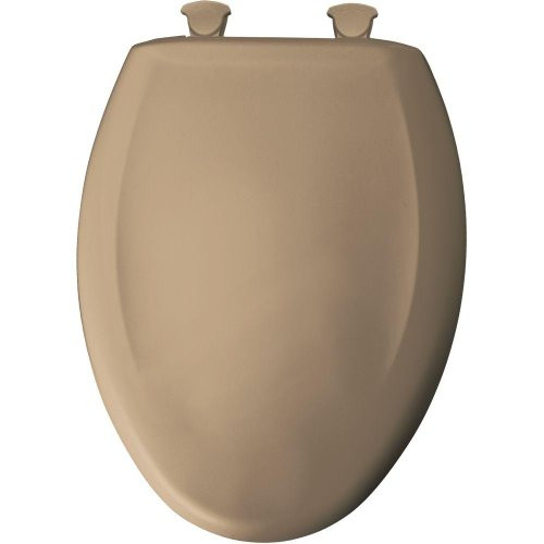 Bemis B1200SLOWT148 Elongated Plastic Toilet Seat in Sand with STA-TITE, Easy-Clean & Change and Whisper-Close Hinge