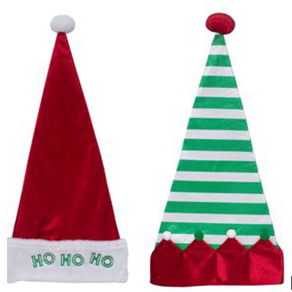 VELVET SANTA HAT AST 24
