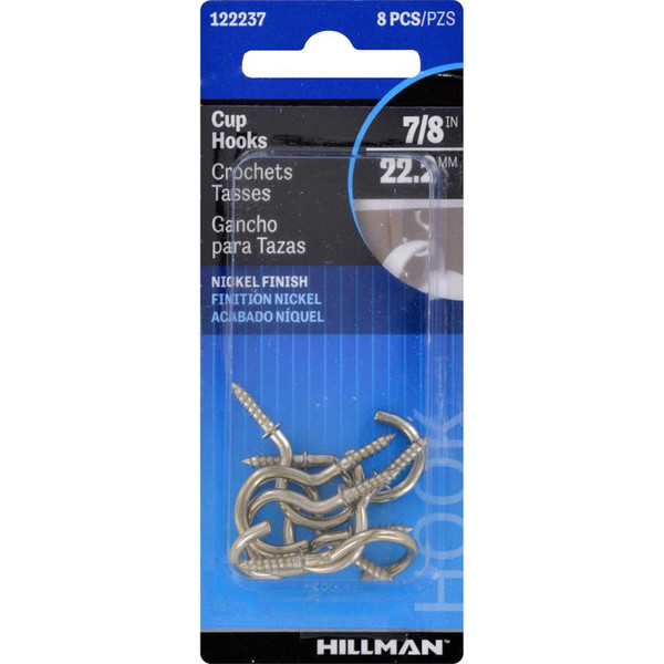 CUP HOOK NICKEL 7/8"
