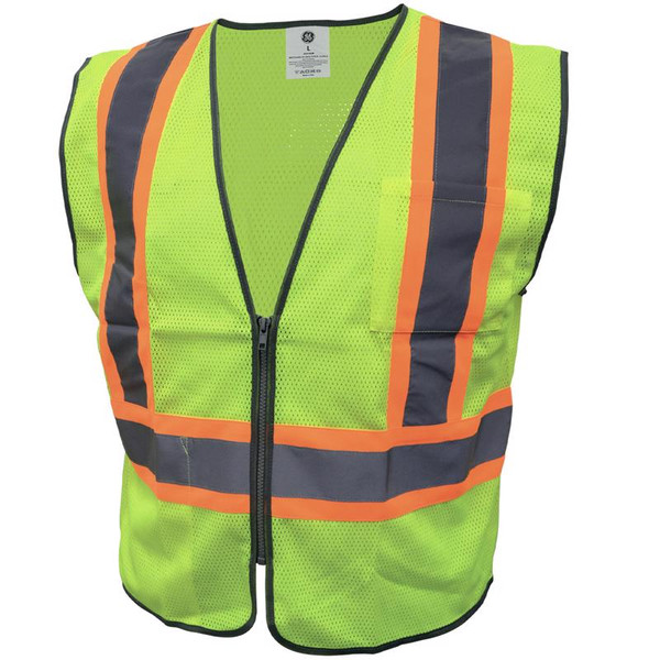 SAFETY VEST GRN ZIPPER L