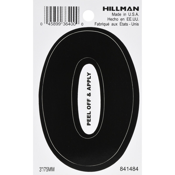 3" BLK #0 VINYL ADHV 1PC