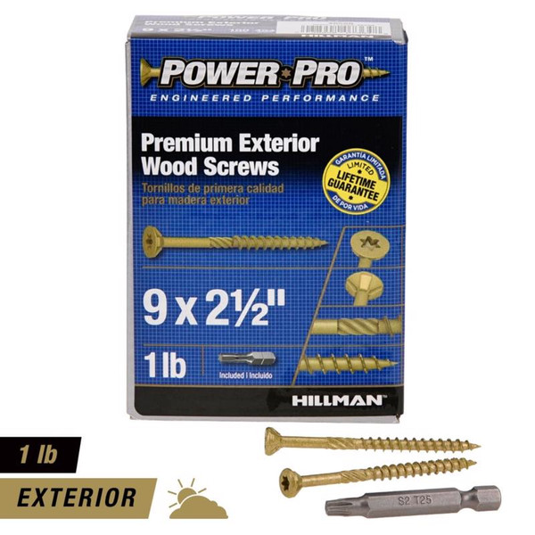 DECK SCREW PP #9X2-1/2" HILLMAN Power Pro No. 9 in. X 2-1/2 in. L Bronze Star Flat Head Premium Deck Screws 1 lb 88 pk