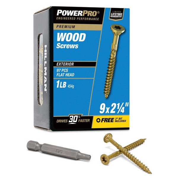 DECK SCREW PP #9X2-1/4" HILLMAN Power Pro No. 9 in. X 2-1/4 in. L Bronze Star Flat Head Premium Deck Screws 1 lb 97 pk