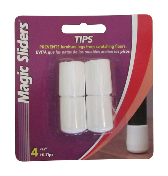 LEG TIP VNYL WH 3/4"W