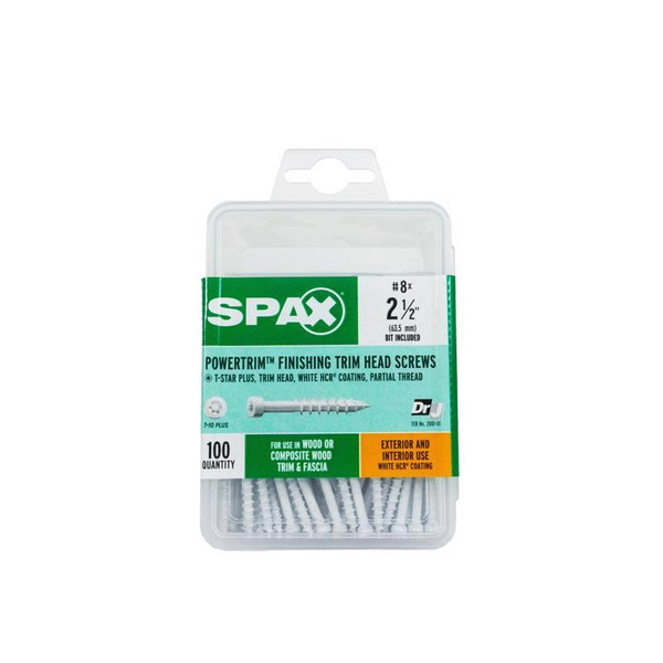 TRM SCRW 2-1/2" WHT100PK