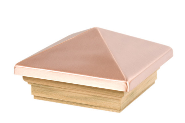 POST CAP COPR PYRAMID4X4 Waddell 4 in. H X 4 in. L Prefinished Brown Pine/Copper Exterior Post Top