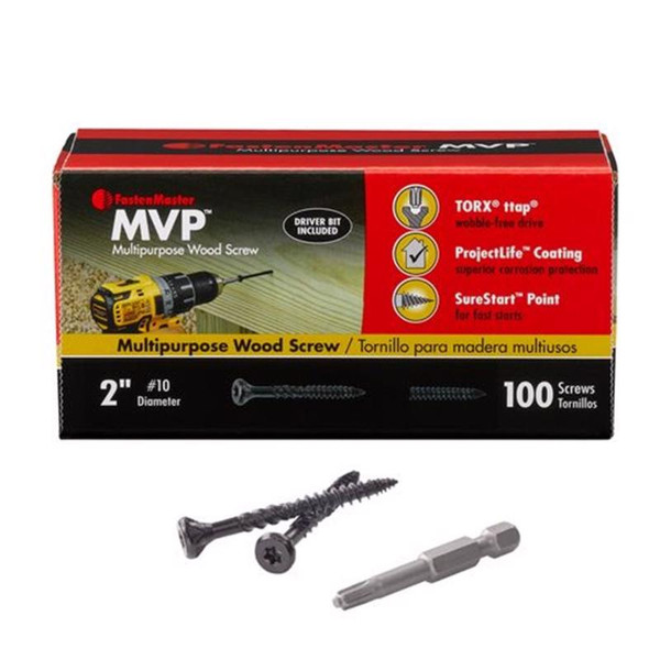 WOOD SCREWS BLK 100PK 2"