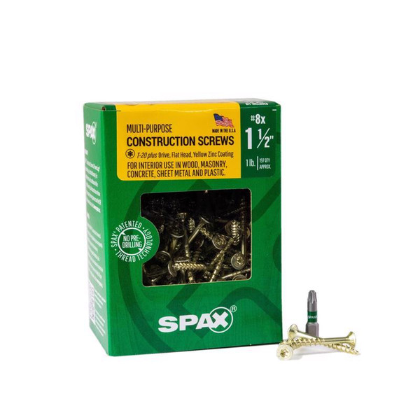 CONSTR SCREW #8X1-1/2" SPAX Multi-Material No. 8 in. X 1-1/2 in. L T-20+ Flat Head Serrated Construction Screws