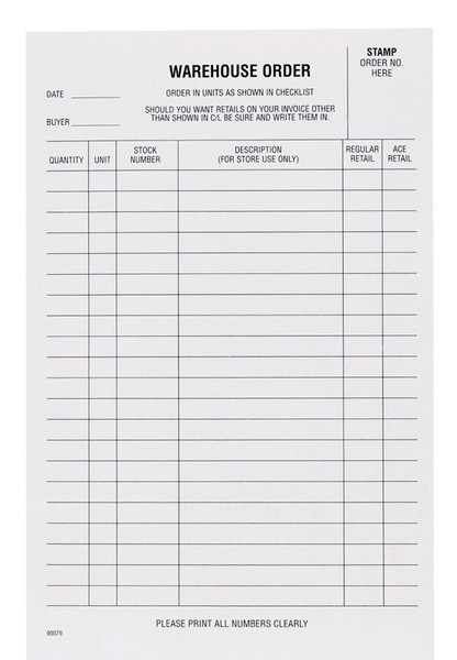 WAREHOUSE ORDER PAD