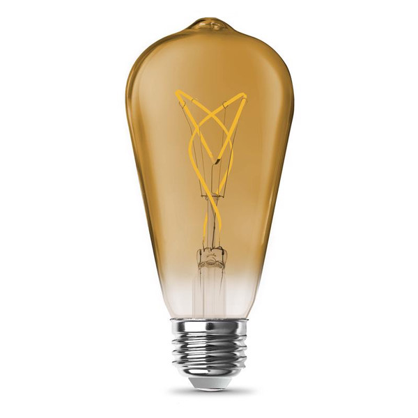 FT LED ST19 AMB 60W 2PK Feit ST19 E26 (Medium) Filament LED Bulb Amber 60 Watt Equivalence 2 pk