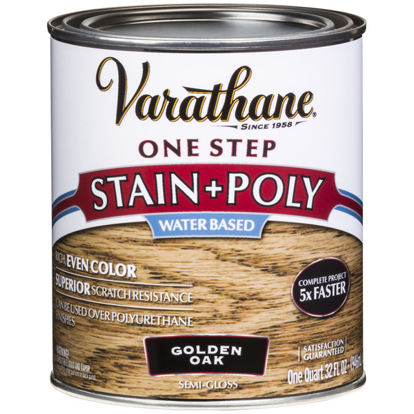 STAIN POLYURETHANE 1QT Varathane Semi-Gloss Golden Oak Water-Based Acrylic Modified Urethane One-Step Stain/Poly 1 qt