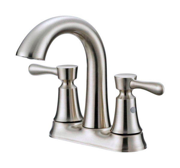 LAV FAUCET 2H BN W/PU OakBrook Brushed Nickel Two-Handle Bathroom Sink Faucet 4 in.