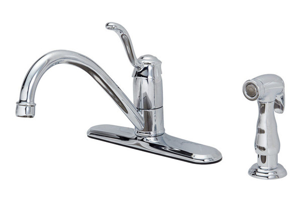 KTCH FAUCET 1H CH SDSPRY OakBrook Tucana One Handle Chrome Kitchen Faucet Side Sprayer Included