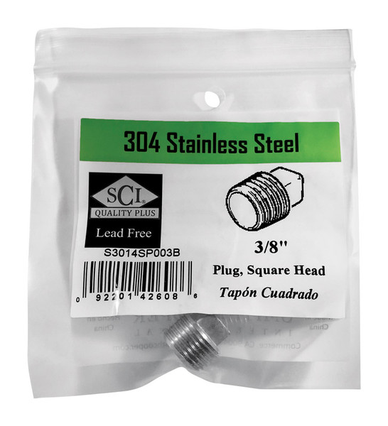 SQ HEAD PLUG 3/8 SS