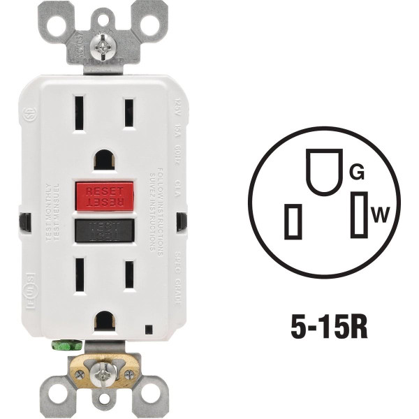 GFI RCPT R&B BUTN WHT15A