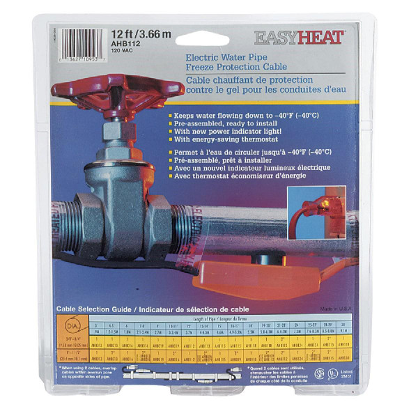 HEAT CABLE F/PIPE 12FT